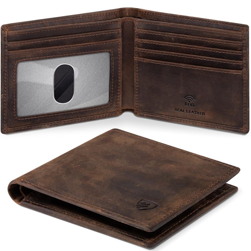 Slim Bifold Wallet for Men RFID Blocking Leather